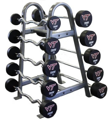 TROY horizontal barbell rack with 12 sided urethane ez barbell curl 20-110