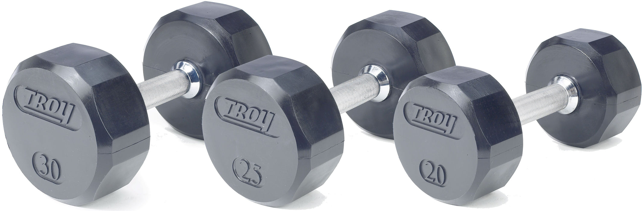 TROY 12 Sided Rubber Encased Dumbbell Sets