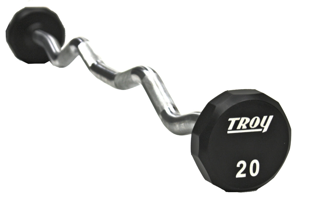 TROY horizontal barbell rack with 12 sided urethane ez barbell curl 20-110