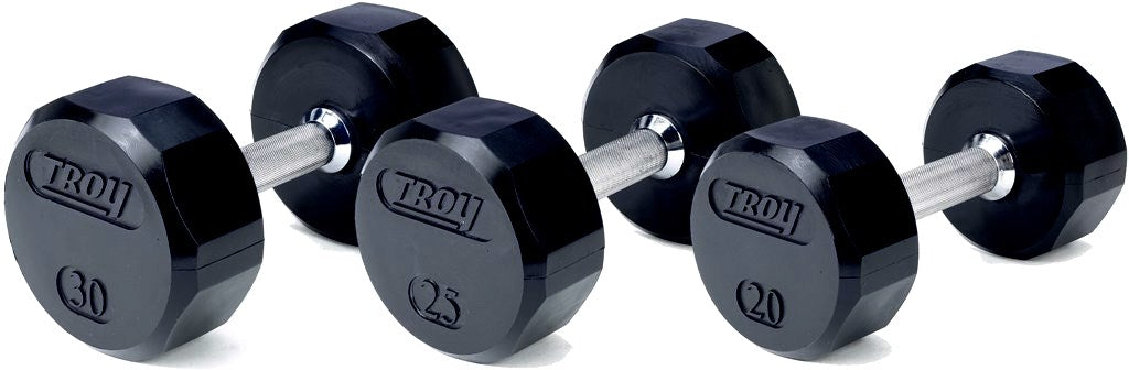 TROY 12 Sided Rubber Encased Dumbbell Sets